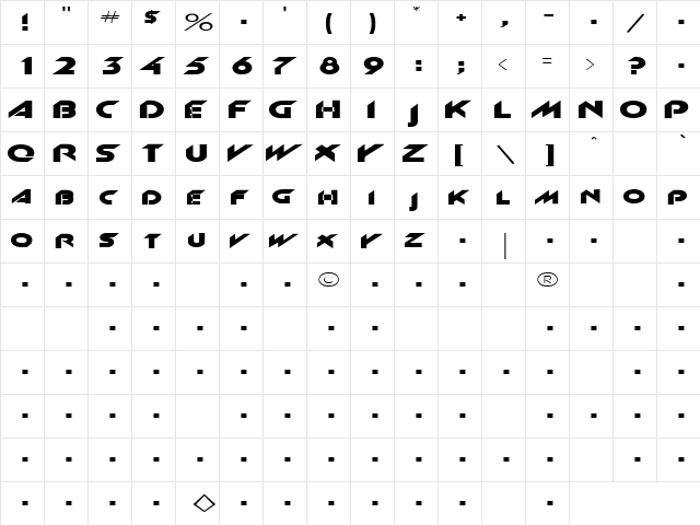 Space 6 Regular  glyph index