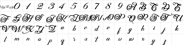 Feeling Lovely Regular  glyph index