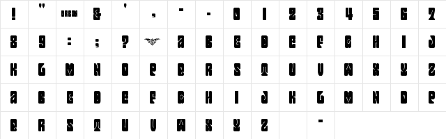 DXS Urban Regular  glyph index