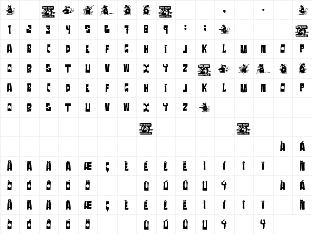 Rata Negra Regular  glyph index