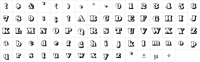 3-DBowers Regular  glyph index