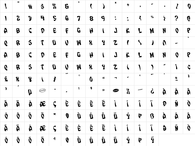 Egg Roll Rotated Regular  glyph index