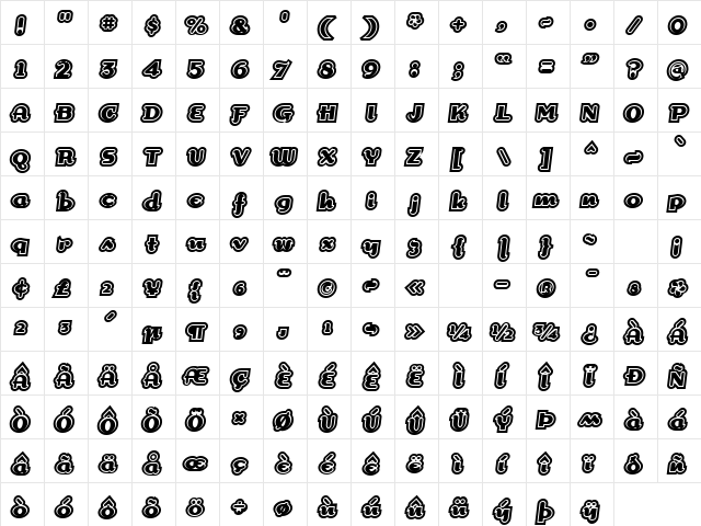 DogmaExtraOutline Regular  glyph index