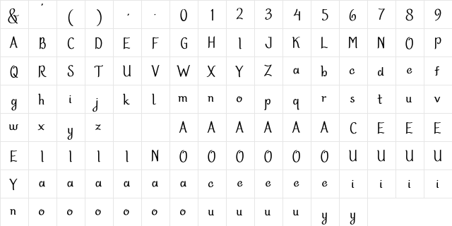 Velonyka Regular  glyph index