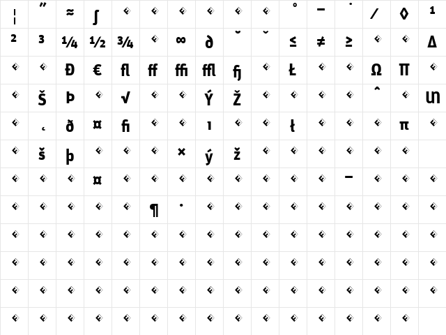 Unit-BoldTFExpert Regular  glyph index