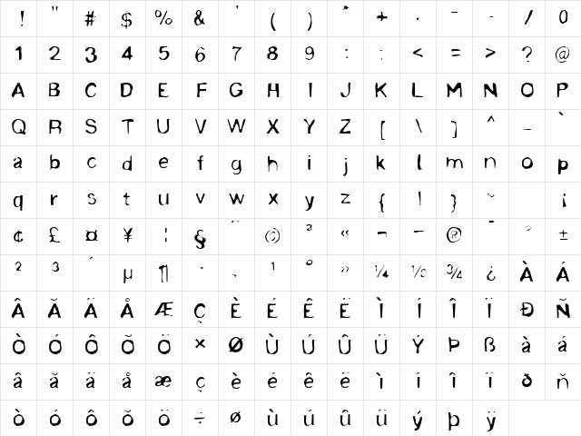 LTMineru Regular Regular  glyph index