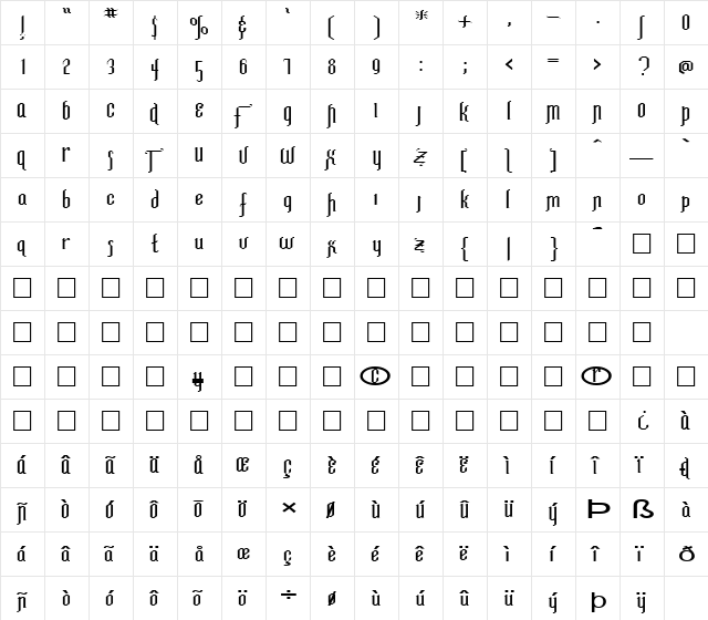 FZ JAZZY 35 EX Normal  glyph index