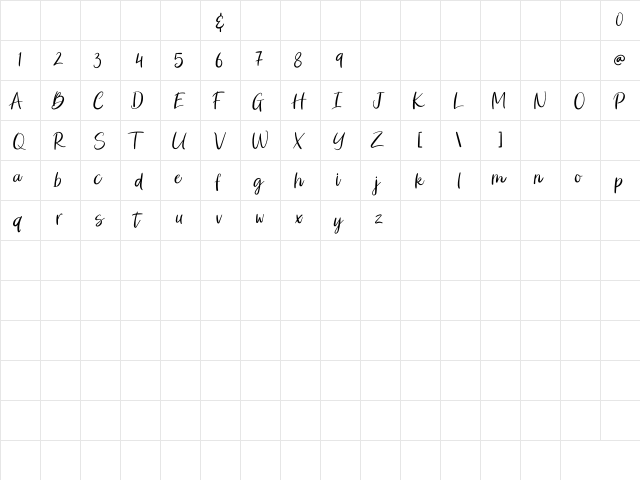 Brocke Jackson Regular  glyph index