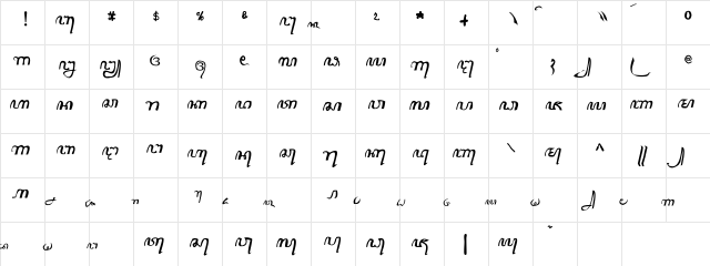 Javanese Child Regular  glyph index