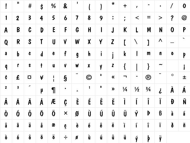 Dom Casual Std Medium  glyph index
