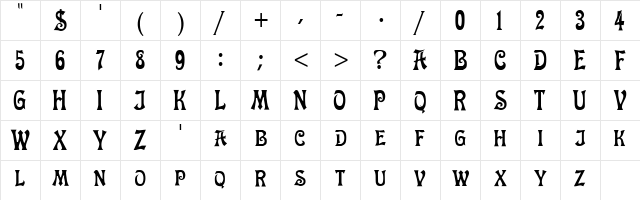 Cipango Regular  glyph index