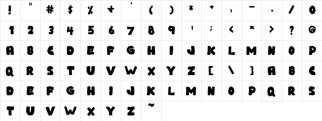 Big Lumps Regular  glyph index