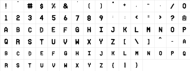 Fh_Ink Regular  glyph index