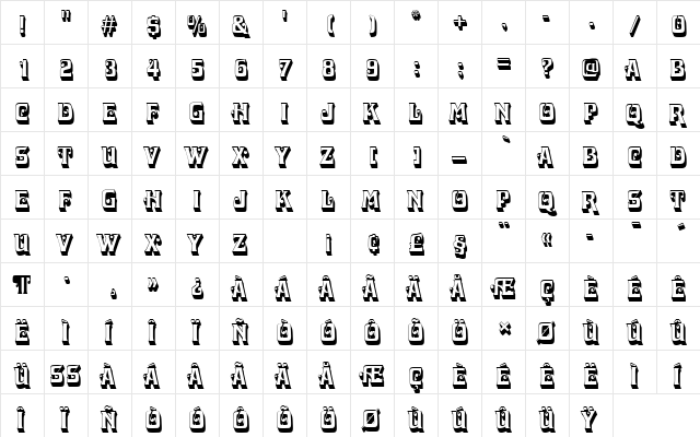 DavidaDSh1 Regular  glyph index