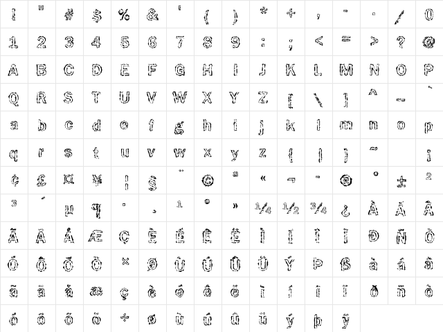 DTCFunkyM31 Regular  glyph index