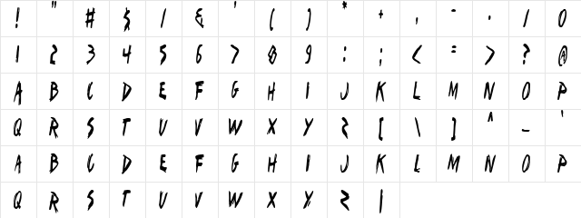 I Want My TTR! (Condensed) Condensed  glyph index