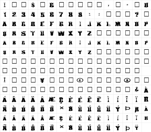 FZ WARPED 22 EX Normal  glyph index