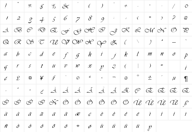 VillaDB Normal  glyph index