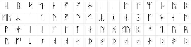 Short-Twig Runes Regular  glyph index