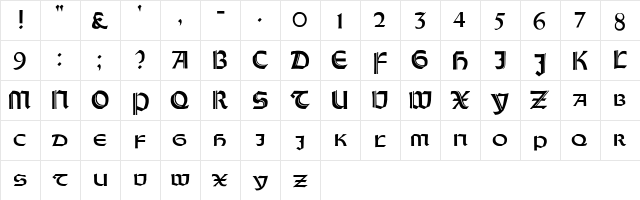 Orotund Capitals Heavy  glyph index