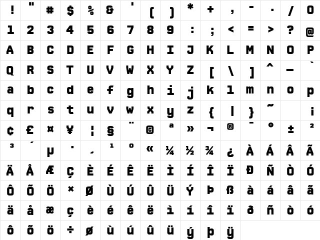 CPMono_v07 Black  glyph index