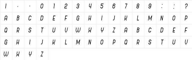 Policemen Italic  glyph index