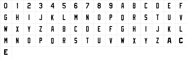 MLB Block Regular  glyph index