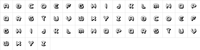 Unreal Regular  glyph index