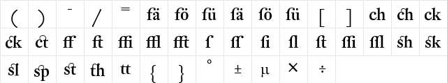 DTL Fleischmann Regular  glyph index