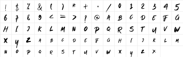 On The Way Regular  glyph index