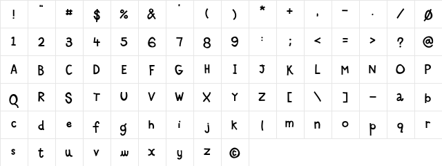 Billy Regular  glyph index