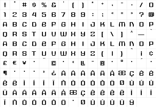 HOUSE3009 Bold  glyph index