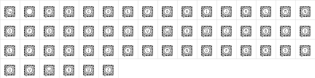 JLR Sunflower Regular  glyph index