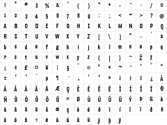 Hydra-Medium Regular  glyph index