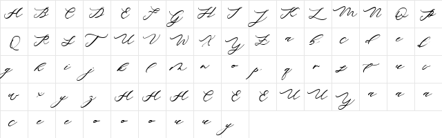 Minimalist Script Regular  glyph index