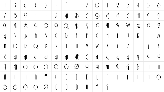 HamanCond Normal  glyph index