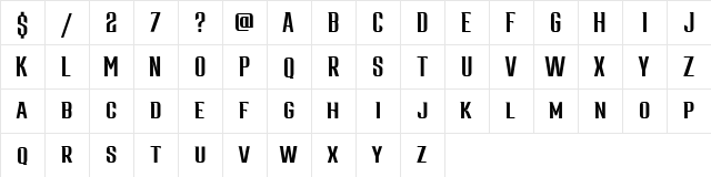 Morington Regular  glyph index