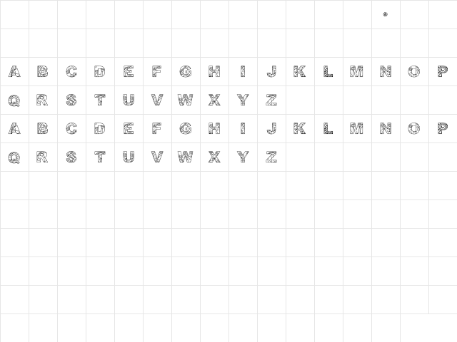 PQL. Regular  glyph index