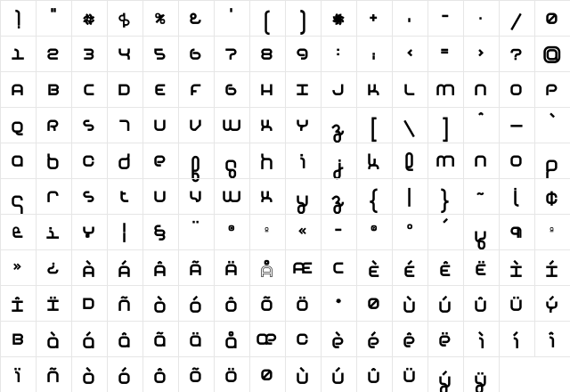 Basix Heavy  glyph index