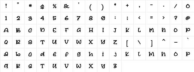 Lemon Squash Regular  glyph index