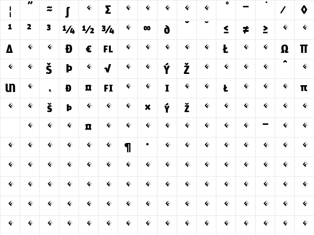 Unit-BlackSCExpert Regular  glyph index