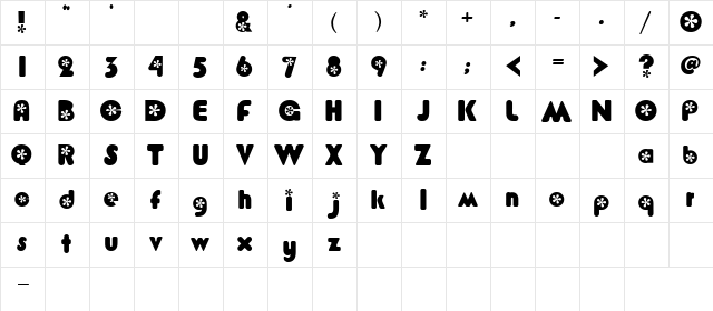 Flower Bold  glyph index