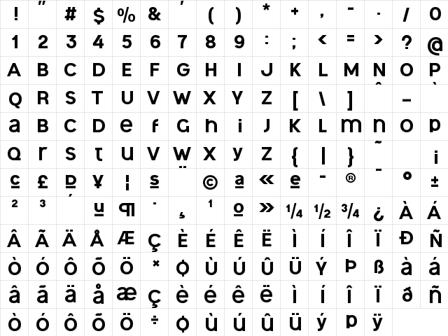 Ogonek Unicase Regular  glyph index