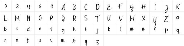 Osmane Regular  glyph index