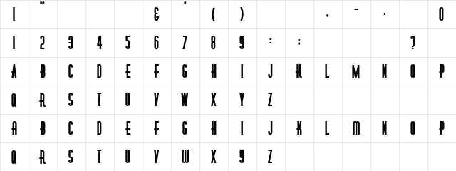 Diner Regular  glyph index