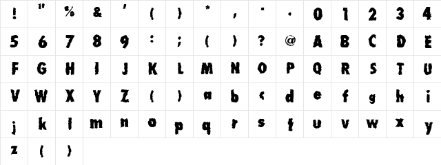MillionAir Regular  glyph index