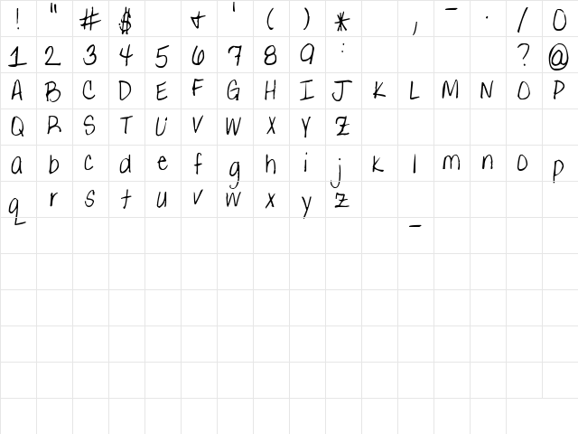 Pea Gretchie Print Regular  glyph index
