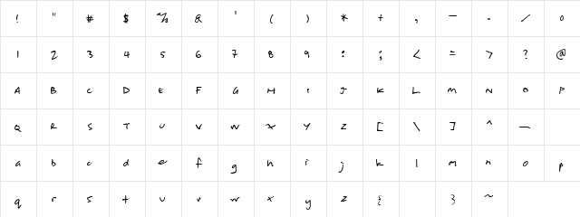 Prescription Regular  glyph index