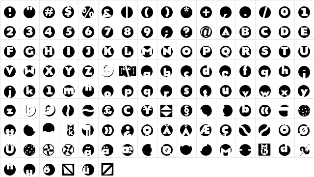 BrixRoundMK Regular  glyph index