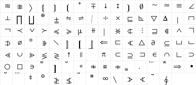 Mathematical Pi 1 BQ Regular  glyph index